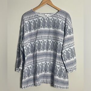 Purejill | J. Jill | Patterned Hemp Cotton Lightweight Top Boho Cottagecore